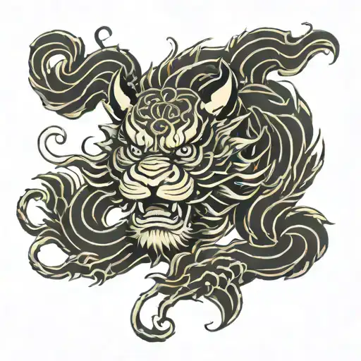 Shishi Lion Line Art