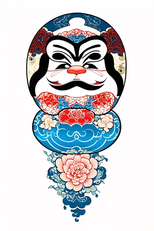 Daruma With Japanese Ornament Cloud
