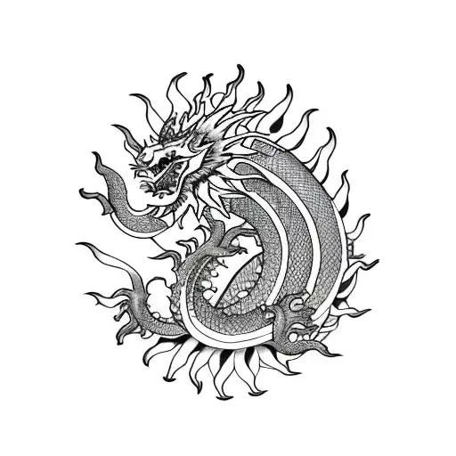 Sun And Dragon And Flower