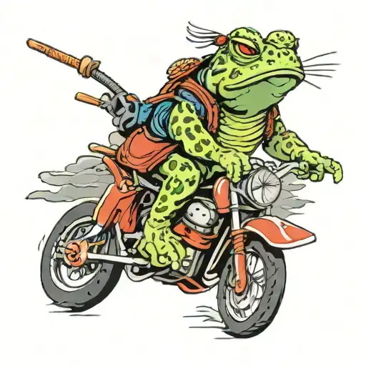 Samurai Toad On A Motorbike In Himalaya