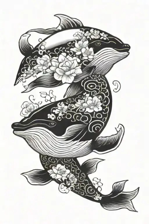 Whale And Lotus Flower