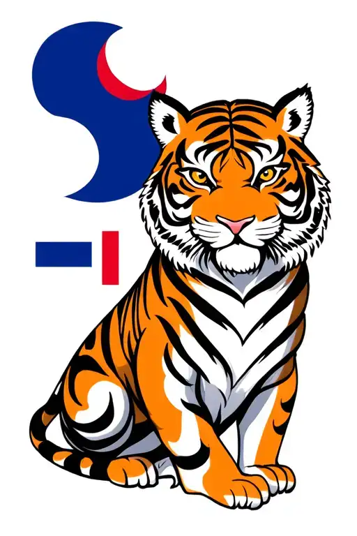 Korean Flag With Tiger