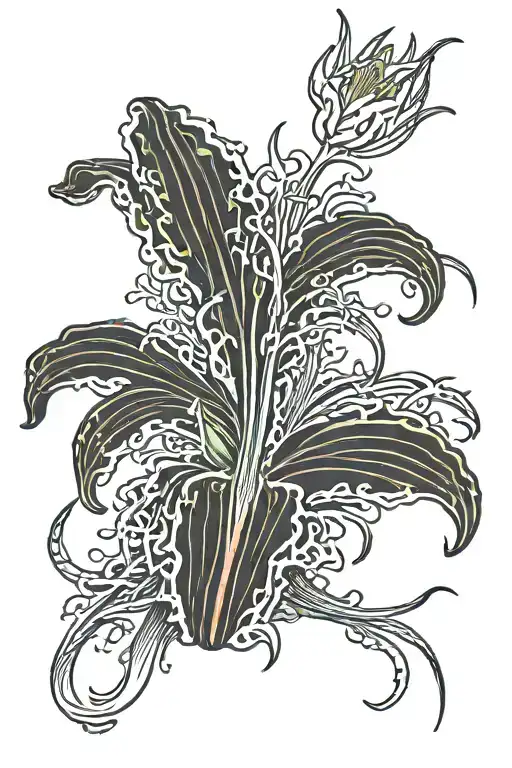 Red Spider Lily Flower Black Background