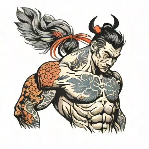 Muscular Man With Earphones