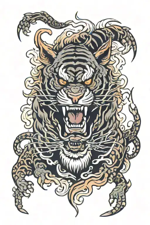 Oni Demon Tiger Flames