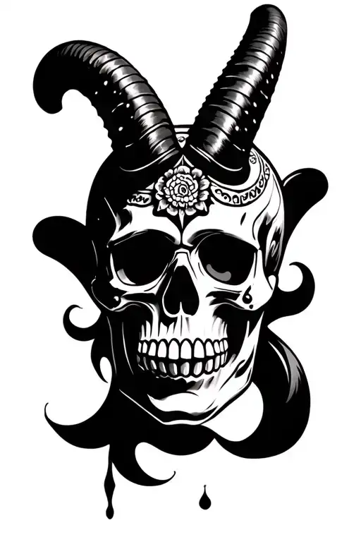 Mexican Skull With Horns