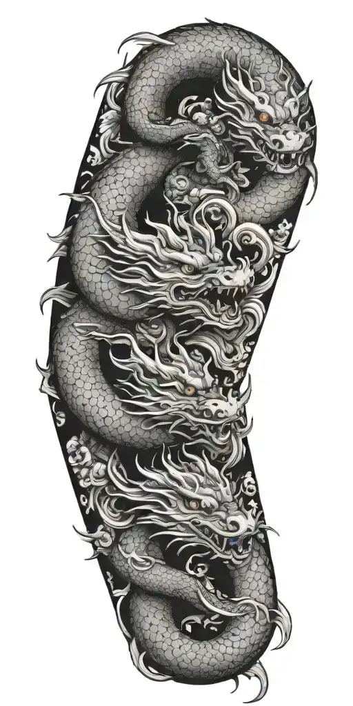 Traditional Black And White Dragon