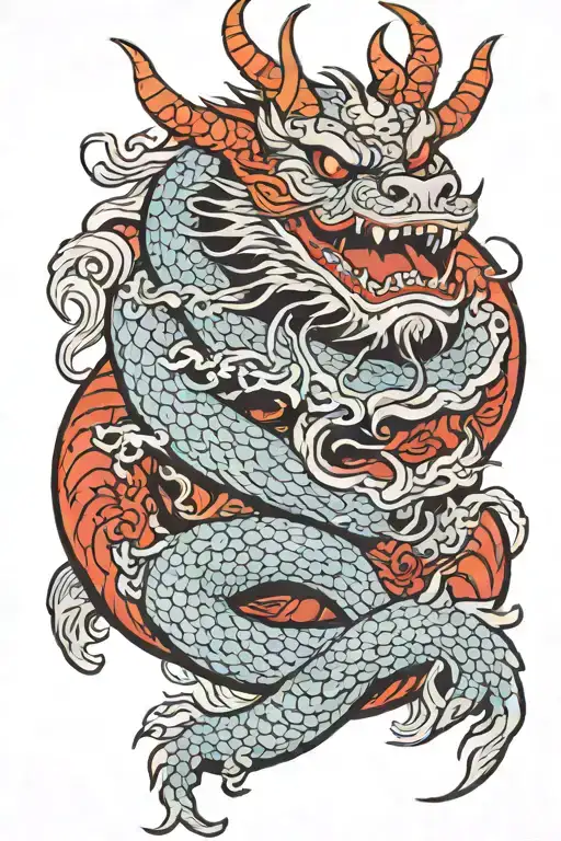 Dragon With Oni Mask