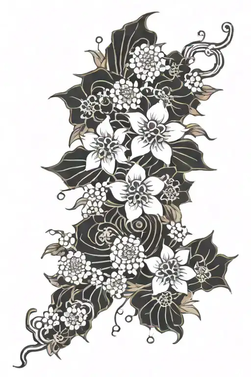 Stars And Japanese Flowers