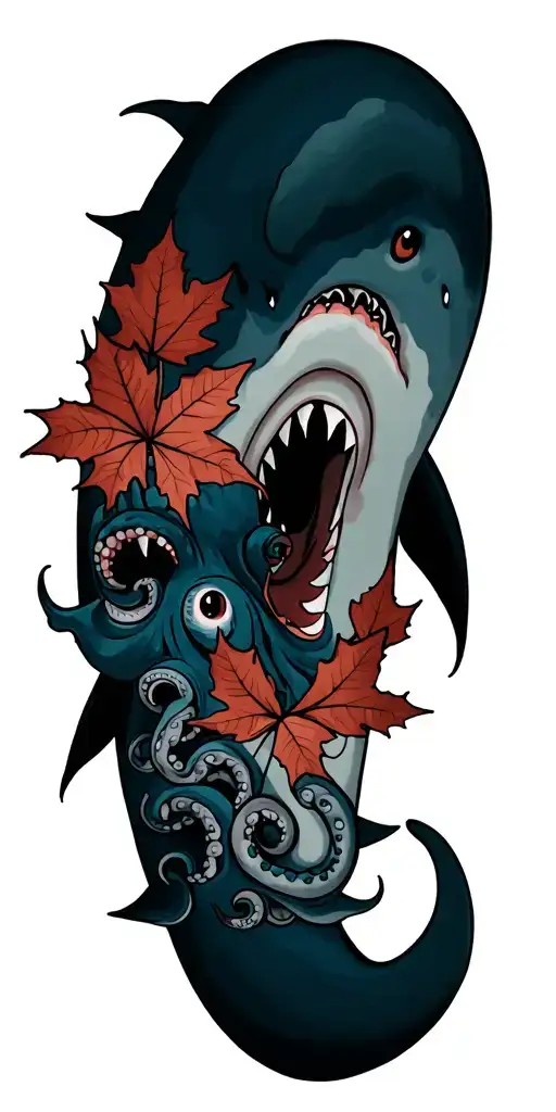 Shark Octopus Maple Leaves