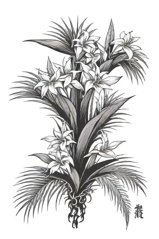 Yucca Plant And Bird Of Paradise Flower
