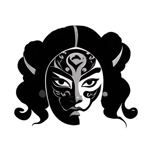 Princesses Leia As A Japanese Giesha Hannya Mask Black And Grey