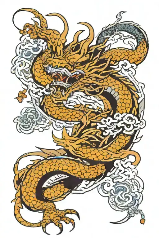 Sketch Tattoo Dragon And Samurai Anime In Japanese Style