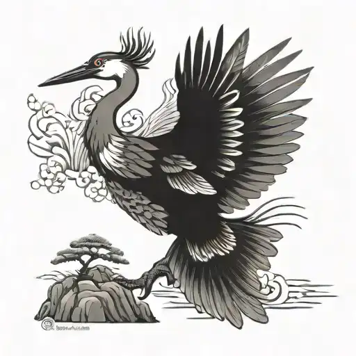 Crane Gracefully Flying