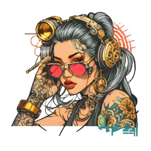 Cyberpunk Woman Sunglasses Sexy Music Speaker Rave