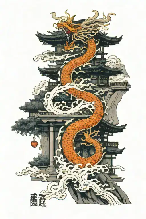 Dragon Descending From Mount Fuji Torii Gate