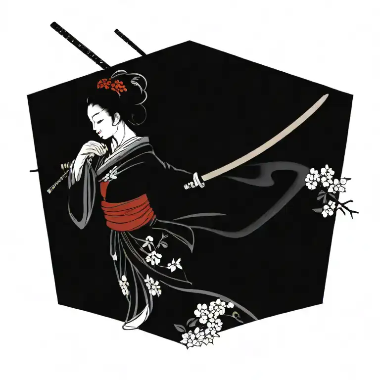 Geisha Holding A Katana
