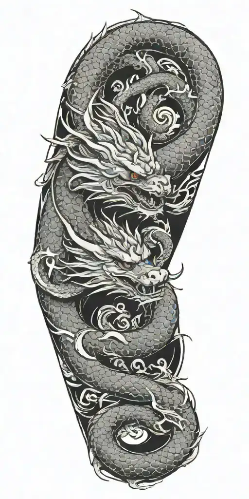 Traditional Black And White Dragon