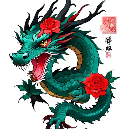 Dragons And Red Roses