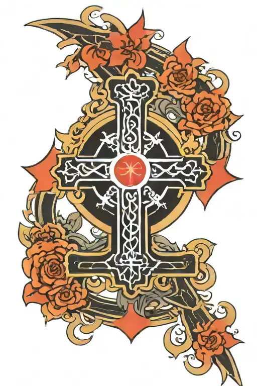 Inverted Cross With A Pentagram In The Middle For The Hand And Wrist