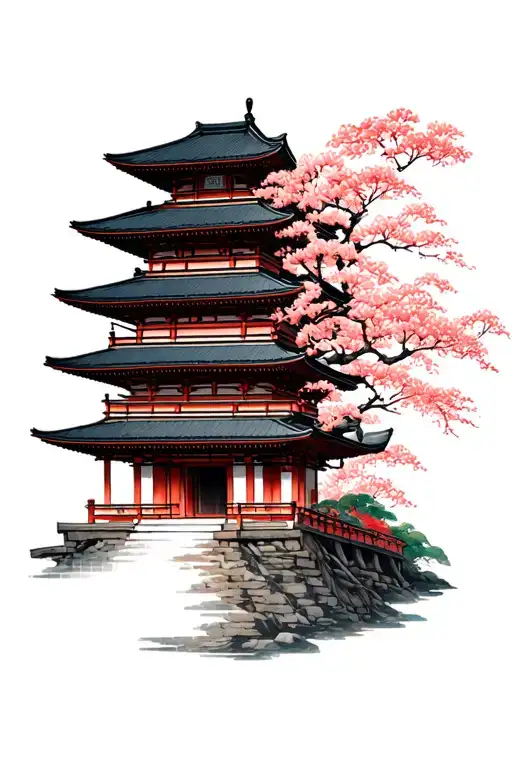 Japanese Temple Nestled
