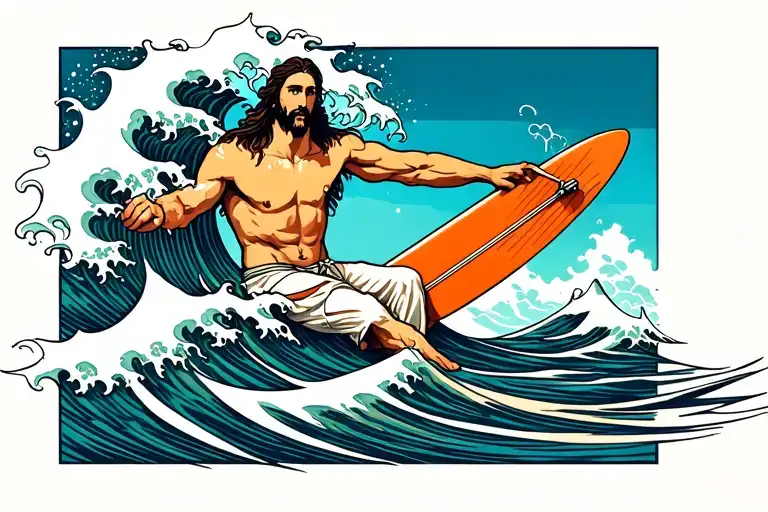 Jesus Surfing Wave