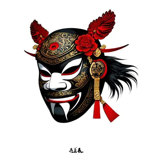 Japanese Samurai Mask Adorned