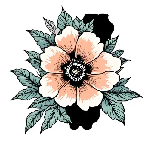 Thigh Tattoo With Flowers Jap Patterns