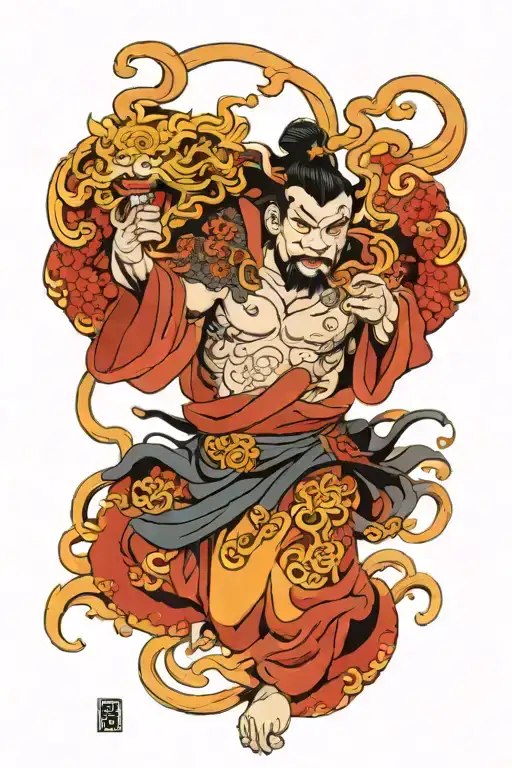Raijin Fujin God Holding