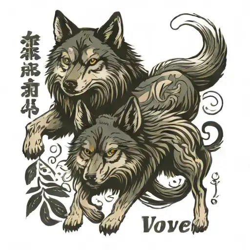 2 Wolves With Text Let Them