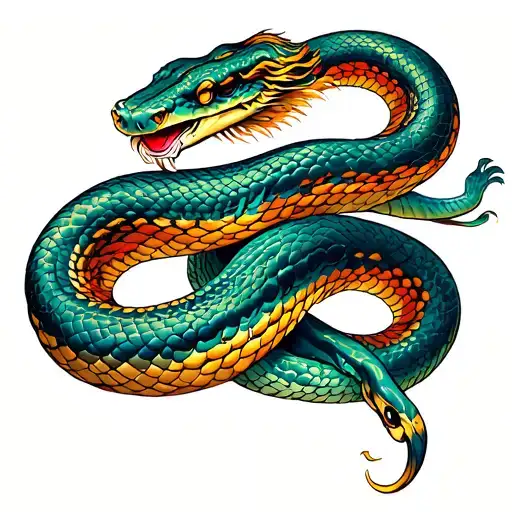 Colorful Snakes Under The Collarbones