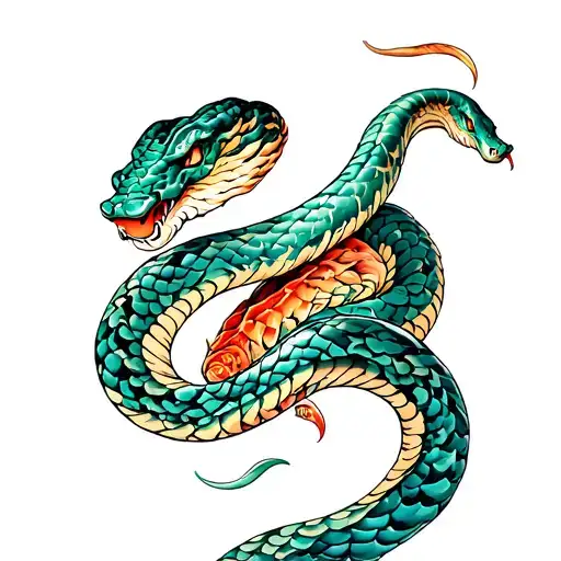 Colorful Two Snakes Under The Collarbones