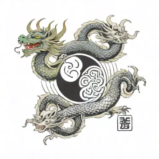 Dragon With Yin Yang In Middle