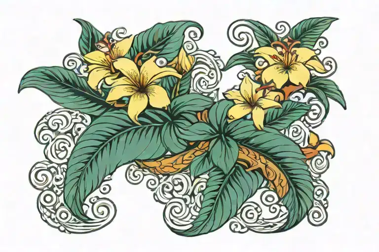 Chair Cushions Sewing Hawaiian Ocean Wave Palm Tree Plumeria