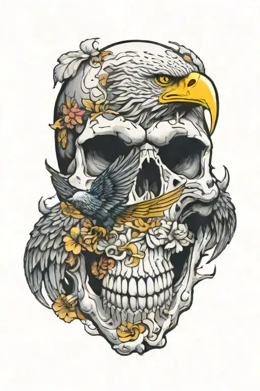Map Made From A Skull With An Eagle On Top