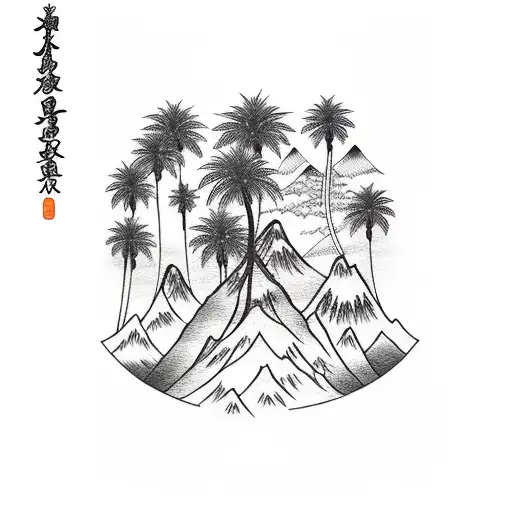 Palm Tree With Mountains