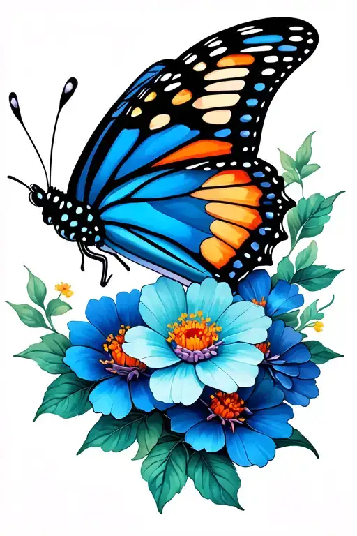 Butterfly And Flowers