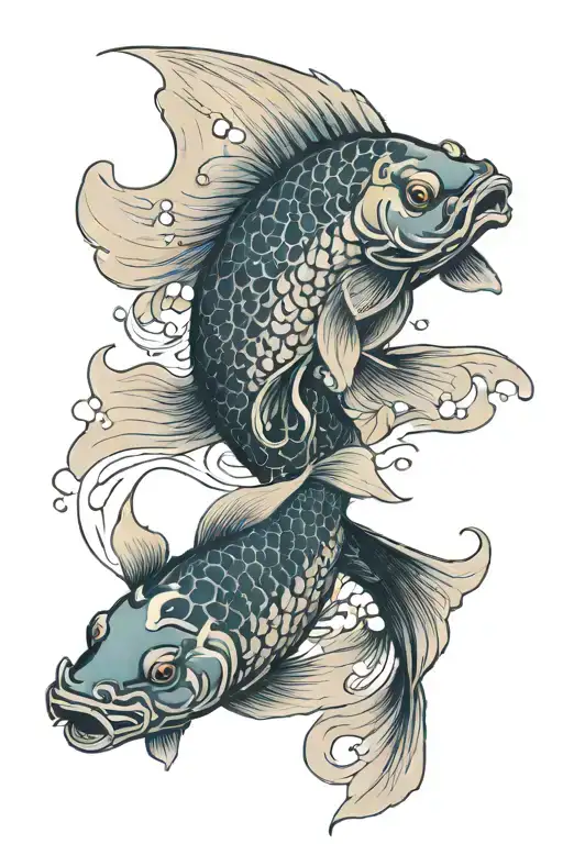 Koi Fish Swimming Upstream Symbolizing Perseverance