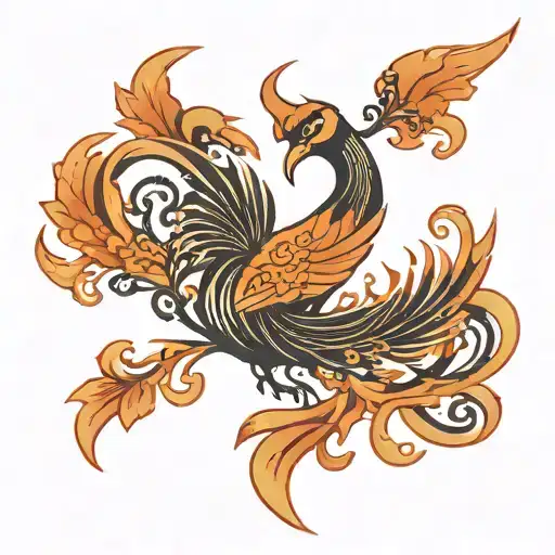 An Elegant Minimalist Design Of A Phoenix Intertwined With Flowing Musical Notes