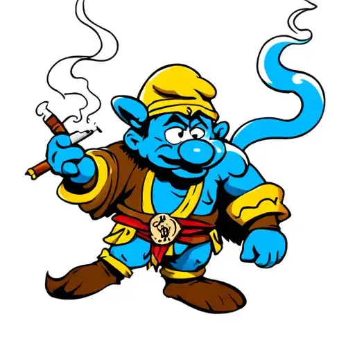 Viking Smurf Smoking A Joint