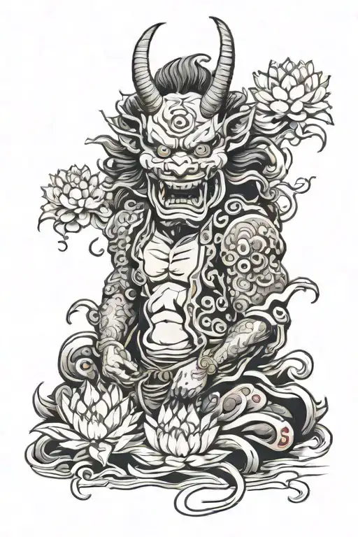 Oni With Lotus Flower