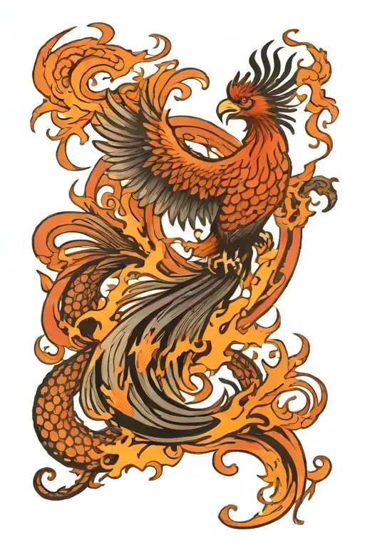 Phoenix Rising From Fire Surrounded