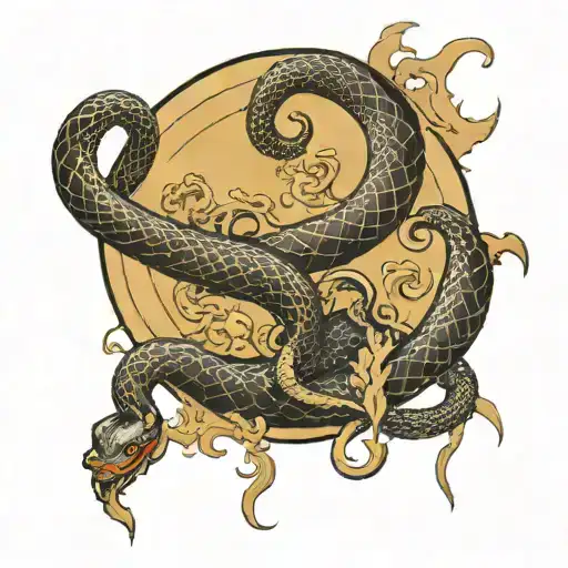 Half Moon With Snakes And Scary Gothic Style