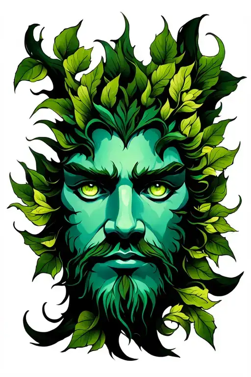 Green Man Face Trees Nature Green Eyes