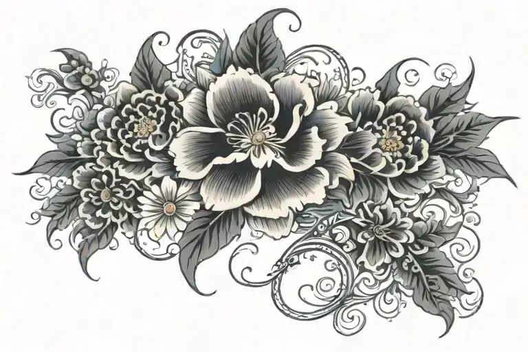 Back Tattoo Floral Design