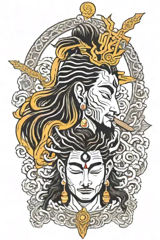 Half Head Lord Shiva With Half Head Jesus Christ Crucifixion