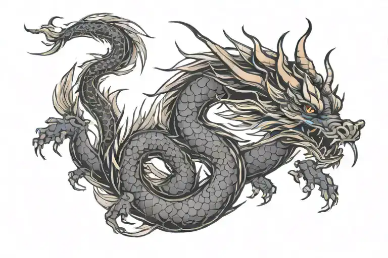 Dragon Flying Simple Outline