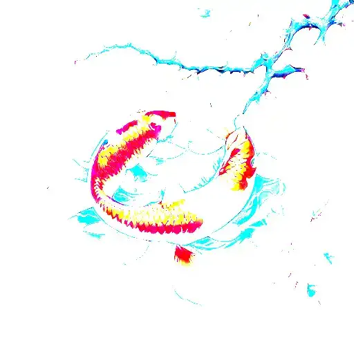 Two Koi Fish And Cherry Blossom Branch Leg Sleeve