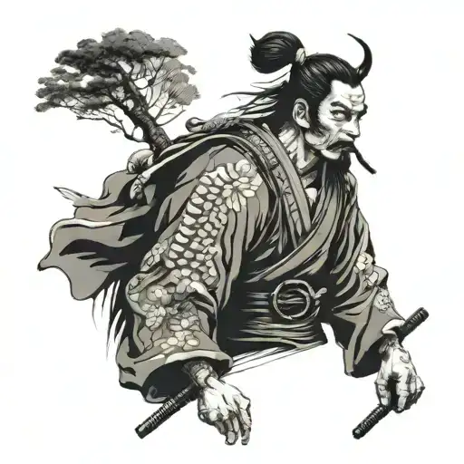 Japan Samurai Looking The Sky