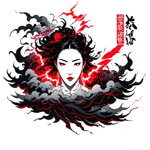 Black Storm With Red Lightning And Dark Clouds